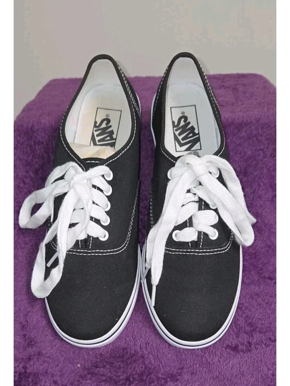 Vans Black White Authentic Low Top Lace Up Canvas Sneaker Sz Men 6.5/Women's 8